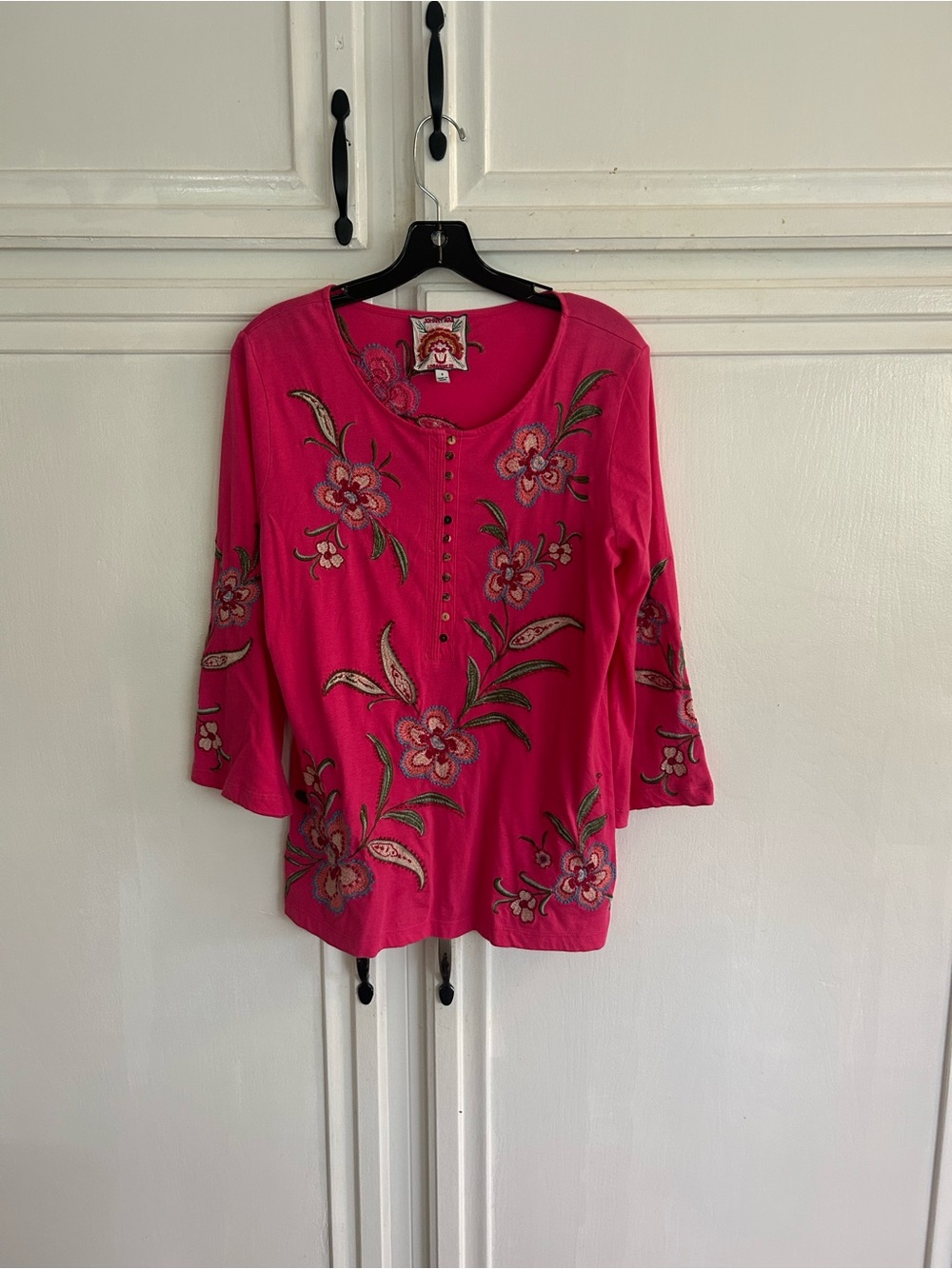 Johnny Was beautiful floral embroidery blouse